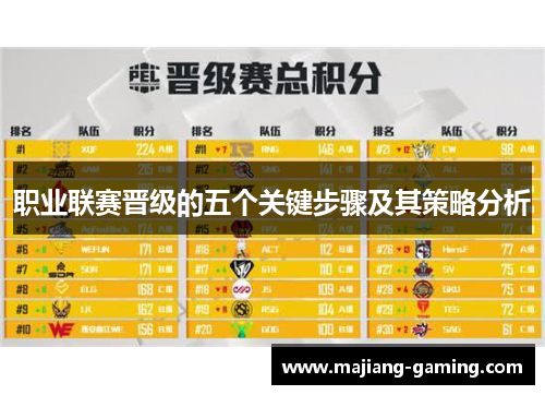 职业联赛晋级的五个关键步骤及其策略分析