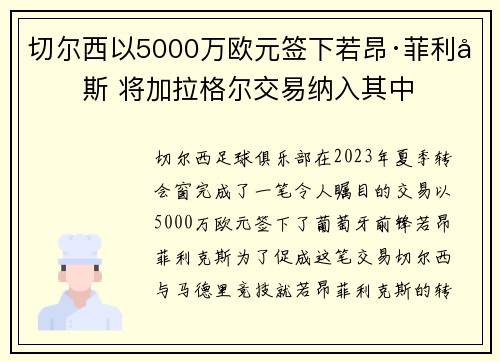 切尔西以5000万欧元签下若昂·菲利克斯 将加拉格尔交易纳入其中